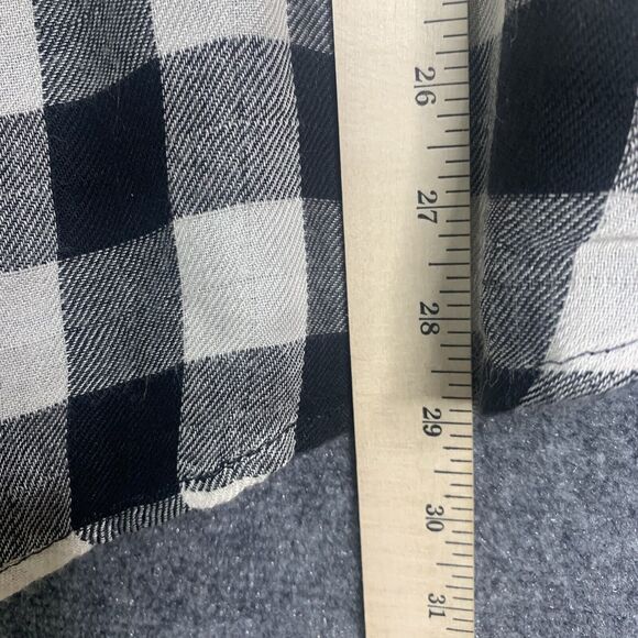Jane & Delancey B&W Check Rayon Light Flannel Shirt Women M Long Sleeve Soft - Picture 11 of 13